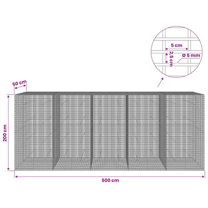 vidaXL Gabion with 5 mm Wire and 5x2.5 cm Mesh 500x50x200 cm 6