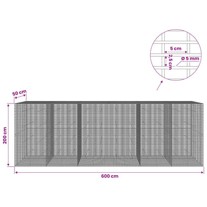 vidaXL Gabion with 5 mm Wire and 5x2.5 cm Mesh 600x50x200 cm 6