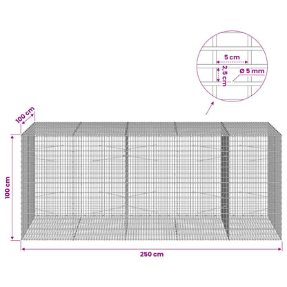 vidaXL Gabion with 5 mm Wire and 5x2.5 cm Mesh 250x100x100 cm 6