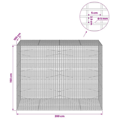 vidaXL Gabion with 5 mm Wire and 5x2.5 cm Mesh 200x100x150 cm 6
