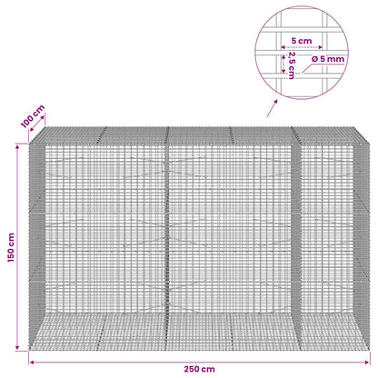 vidaXL Gabion with 5 mm Wire and 5x2.5 cm Mesh 250x100x150 cm 6