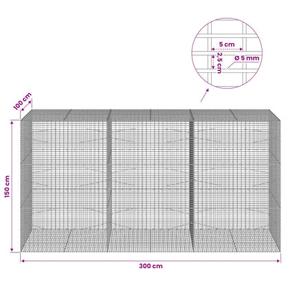 vidaXL Gabion with 5 mm Wire and 5x2.5 cm Mesh 300x100x150 cm 6