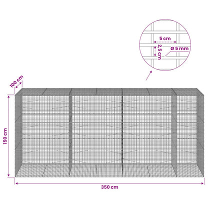 vidaXL Gabion with 5 mm Wire and 5x2.5 cm Mesh 350x100x150 cm 6