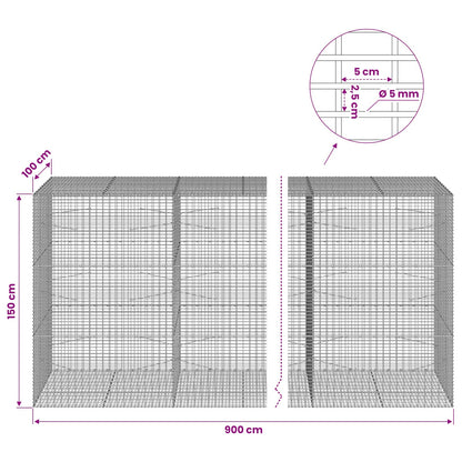vidaXL Gabion with 5 mm Wire and 5x2.5 cm Mesh 900x100x150 cm 6