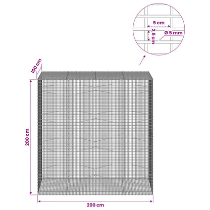 vidaXL Gabion with 5 mm Wire and 5x2.5 cm Mesh 200x100x200 cm 6