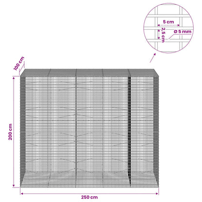 vidaXL Gabion with 5 mm Wire and 5x2.5 cm Mesh 250x100x200 cm 6