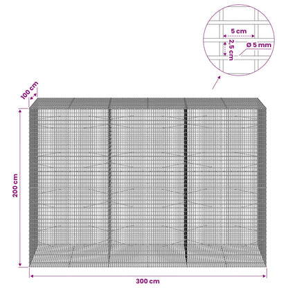 vidaXL Gabion with 5 mm Wire and 5x2.5 cm Mesh 300x100x200 cm 6