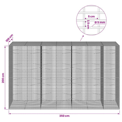 vidaXL Gabion with 5 mm Wire and 5x2.5 cm Mesh 350x100x200 cm 6