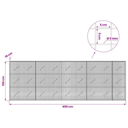 vidaXL Gabion with 5 mm Wire and 5x5 cm Mesh 450x10x150 cm 6