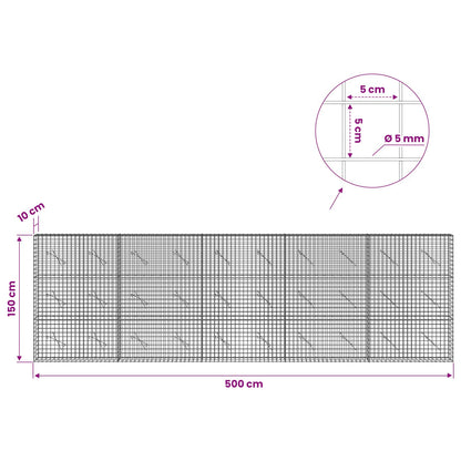 vidaXL Gabion with 5 mm Wire and 5x5 cm Mesh 500x10x150 cm 6
