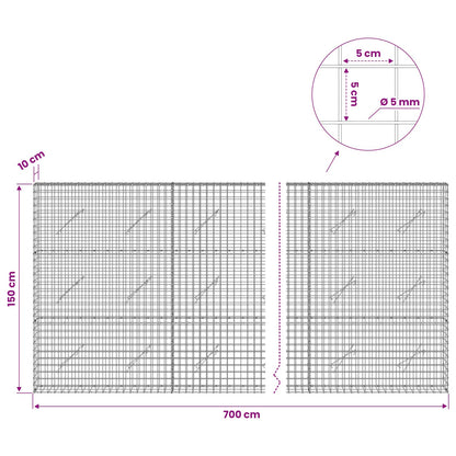 vidaXL Gabion with 5 mm Wire and 5x5 cm Mesh 700x10x150 cm 6