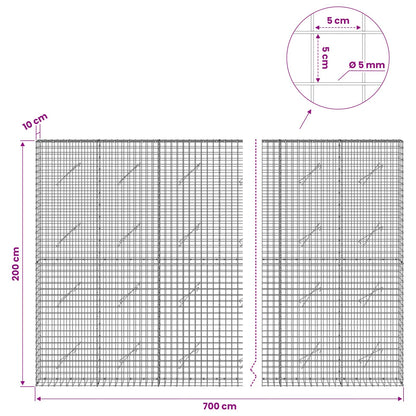 vidaXL Gabion with 5 mm Wire and 5x5 cm Mesh 700x10x200 cm 6