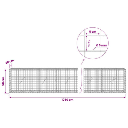 vidaXL Gabion with 5 mm Wire and 5x5 cm Mesh 1050x20x50 cm 6