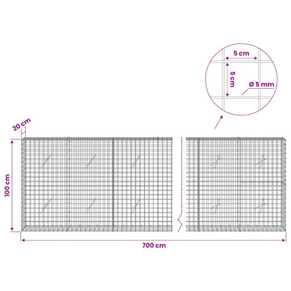 vidaXL Gabion with 5 mm Wire and 5x5 cm Mesh 700x20x100 cm 6