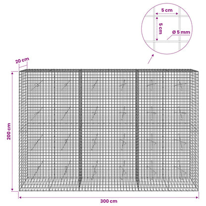 vidaXL Gabion with 5 mm Wire and 5x5 cm Mesh 300x20x200 cm 6