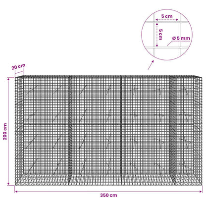 vidaXL Gabion with 5 mm Wire and 5x5 cm Mesh 350x20x200 cm 6