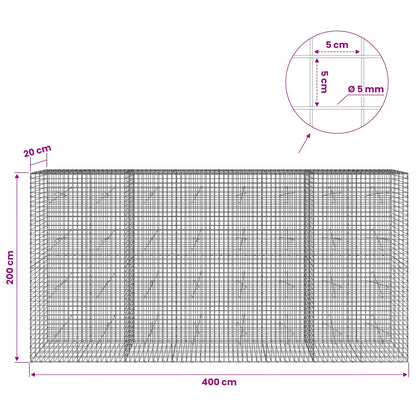 vidaXL Gabion with 5 mm Wire and 5x5 cm Mesh 400x20x200 cm 6