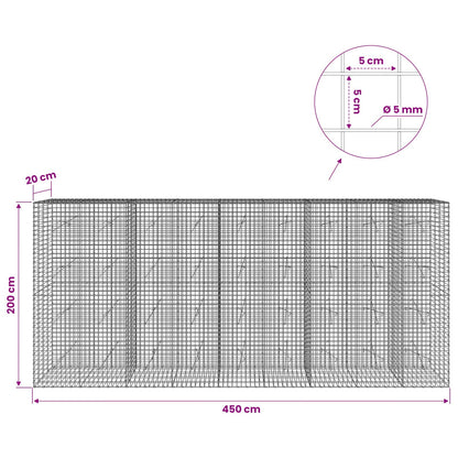 vidaXL Gabion with 5 mm Wire and 5x5 cm Mesh 450x20x200 cm 6