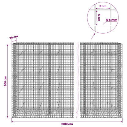 vidaXL Gabion with 5 mm Wire and 5x5 cm Mesh 1000x20x200 cm 6