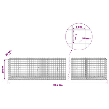 vidaXL Gabion with 5 mm Wire and 5x5 cm Mesh 1150x30x50 cm 6