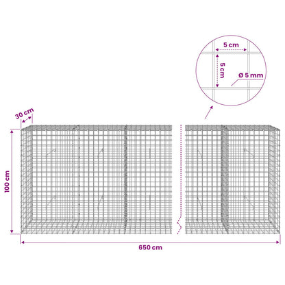 vidaXL Gabion with 5 mm Wire and 5x5 cm Mesh 650x30x100 cm 6