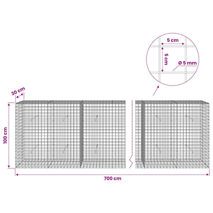 vidaXL Gabion with 5 mm Wire and 5x5 cm Mesh 700x30x100 cm 6