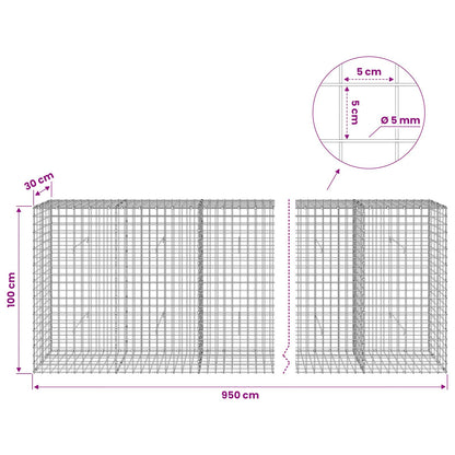 vidaXL Gabion with 5 mm Wire and 5x5 cm Mesh 950x30x100 cm 6