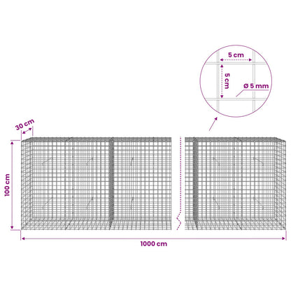 vidaXL Gabion with 5 mm Wire and 5x5 cm Mesh 1000x30x100 cm 6