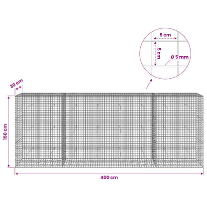 vidaXL Gabion with 5 mm Wire and 5x5 cm Mesh 400x30x150 cm 6