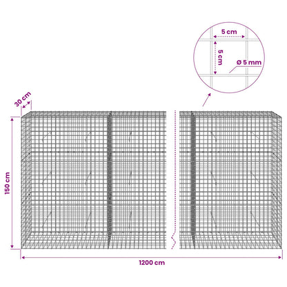 vidaXL Gabion with 5 mm Wire and 5x5 cm Mesh 1200x30x150 cm 6