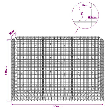 vidaXL Gabion with 5 mm Wire and 5x5 cm Mesh 300x30x200 cm 6