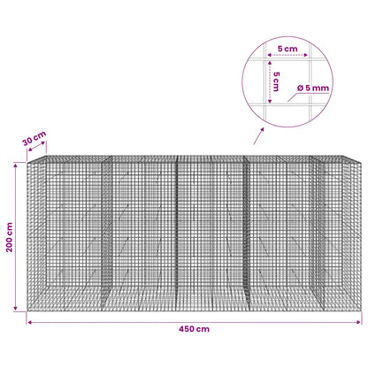 vidaXL Gabion with 5 mm Wire and 5x5 cm Mesh 450x30x200 cm 6