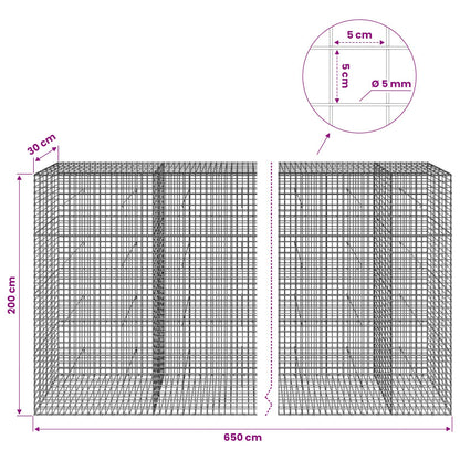vidaXL Gabion with 5 mm Wire and 5x5 cm Mesh 650x30x200 cm 6