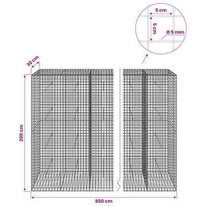 vidaXL Gabion with 5 mm Wire and 5x5 cm Mesh 850x30x200 cm 6