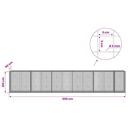 vidaXL Gabion with 5 mm Wire and 5x5 cm Mesh 550x50x100 cm 6