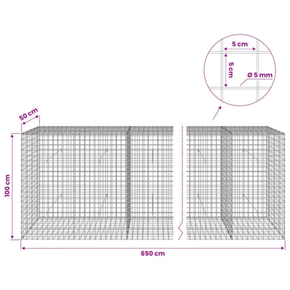 vidaXL Gabion with 5 mm Wire and 5x5 cm Mesh 650x50x100 cm 6