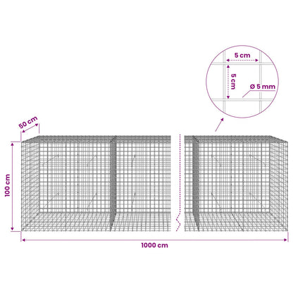 vidaXL Gabion with 5 mm Wire and 5x5 cm Mesh 1000x50x100 cm 6