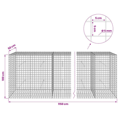 vidaXL Gabion with 5 mm Wire and 5x5 cm Mesh 1150x50x100 cm 6
