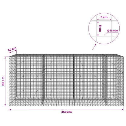 vidaXL Gabion with 5 mm Wire and 5x5 cm Mesh 350x50x150 cm 6
