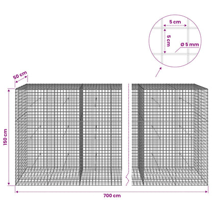 vidaXL Gabion with 5 mm Wire and 5x5 cm Mesh 700x50x150 cm 6