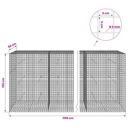 vidaXL Gabion with 5 mm Wire and 5x5 cm Mesh 1100x50x150 cm 6