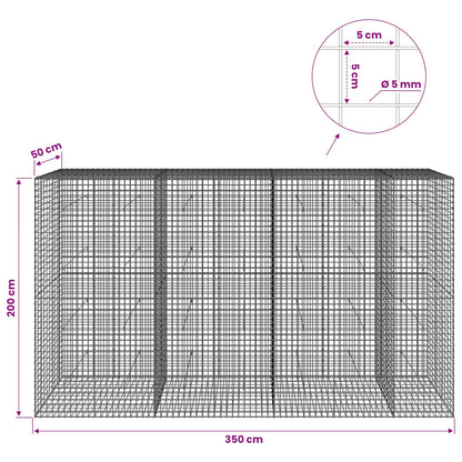vidaXL Gabion with 5 mm Wire and 5x5 cm Mesh 350x50x200 cm 6