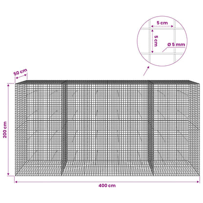 vidaXL Gabion with 5 mm Wire and 5x5 cm Mesh 400x50x200 cm 6