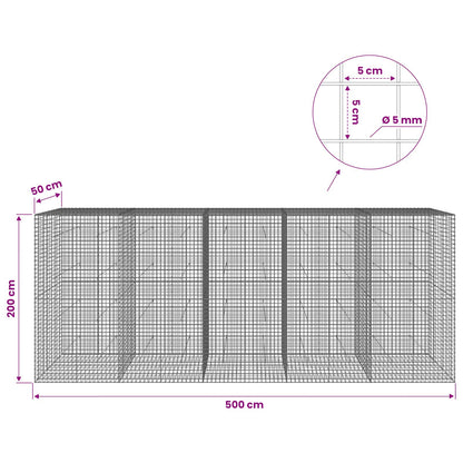 vidaXL Gabion with 5 mm Wire and 5x5 cm Mesh 500x50x200 cm 6