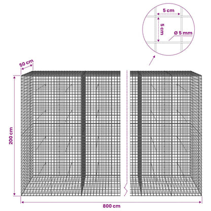 vidaXL Gabion with 5 mm Wire and 5x5 cm Mesh 800x50x200 cm 6
