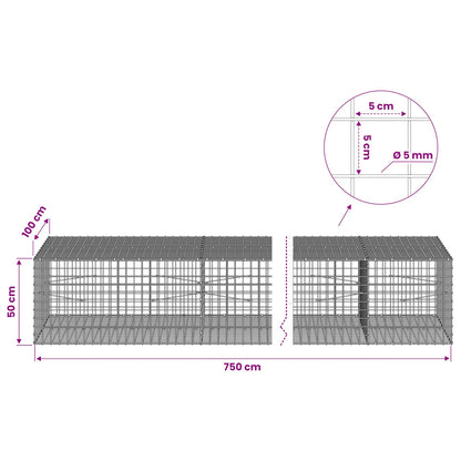 vidaXL Gabion with 5 mm Wire and 5x5 cm Mesh 750x100x50 cm 6