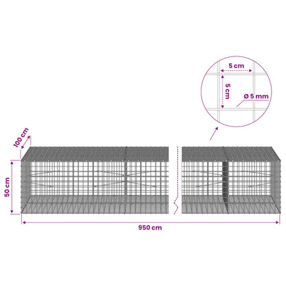 vidaXL Gabion with 5 mm Wire and 5x5 cm Mesh 950x100x50 cm 6