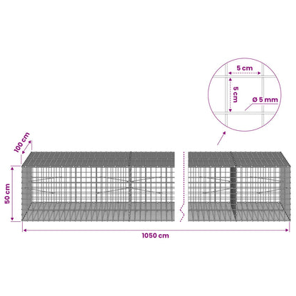 vidaXL Gabion with 5 mm Wire and 5x5 cm Mesh 1050x100x50 cm 6