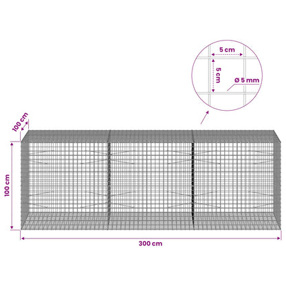 vidaXL Gabion with 5 mm Wire and 5x5 cm Mesh 300x100x100 cm 6