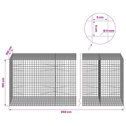 vidaXL Gabion with 5 mm Wire and 5x5 cm Mesh 850x100x100 cm 6